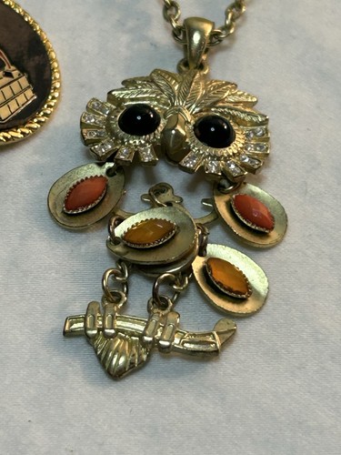 Vintage goldfarbenes Modeschmuck Konvolut: goldfarbene mystische Eule & Pfau - Bild 7 von 24
