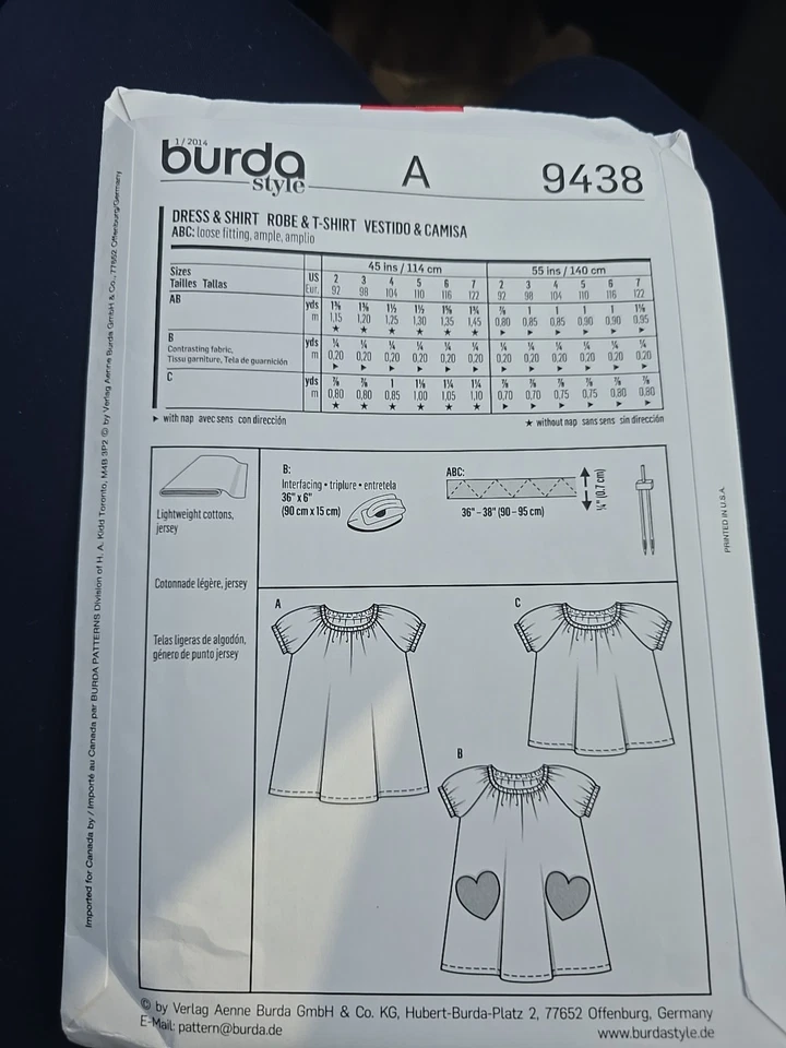 9438 Burda Sewing Pattern Child Girl Dress Top Size US 2-7 New Uncut - Image 2 of 2