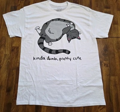 NEW Fautbarb Kinda Dumb, Pretty Cute Funny Cat Graphic Tshirt 100% Cotton Large