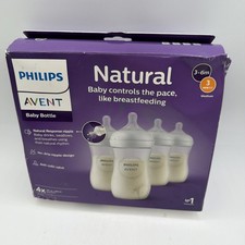 Philips Avent Natural Baby Bottles Medium Flow 3 Nipple 9oz 4-Pack Clear