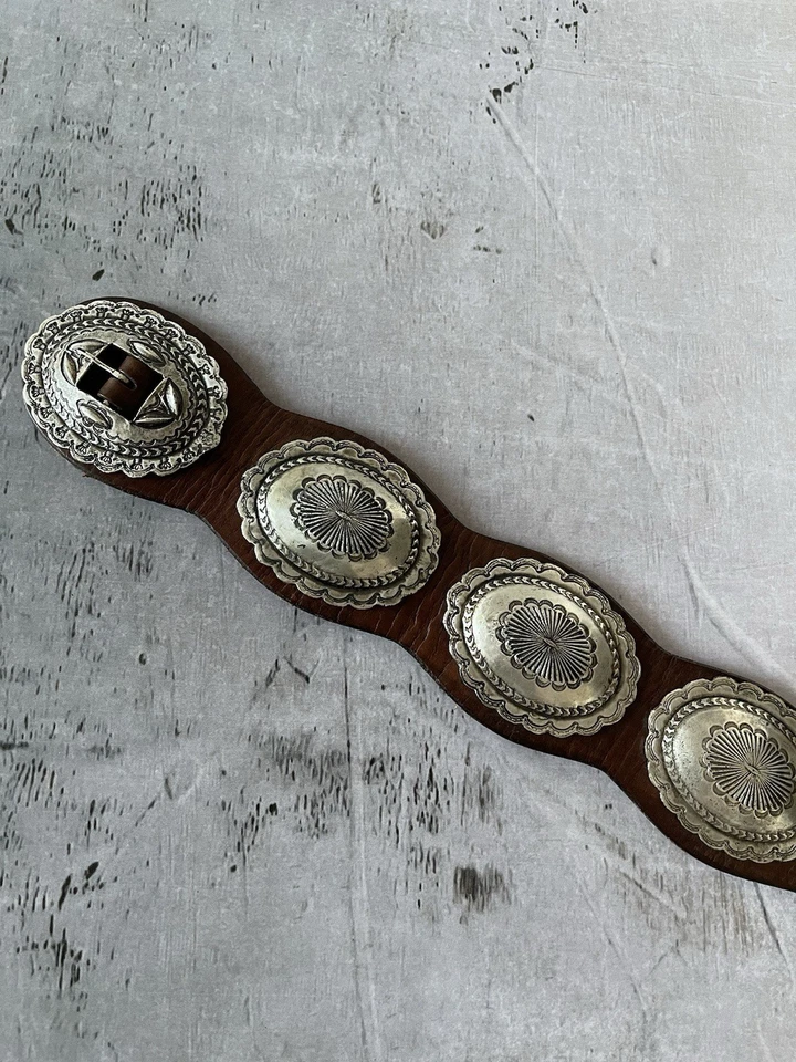 Cinturón concho Ralph Lauren de cuero marrón plateado occidental Foto 2 de 4