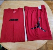 JORDAN JUMPMAN RED - BLACK SHIRT - SHORTS SET - NEW MEN'S SIZE 2XL