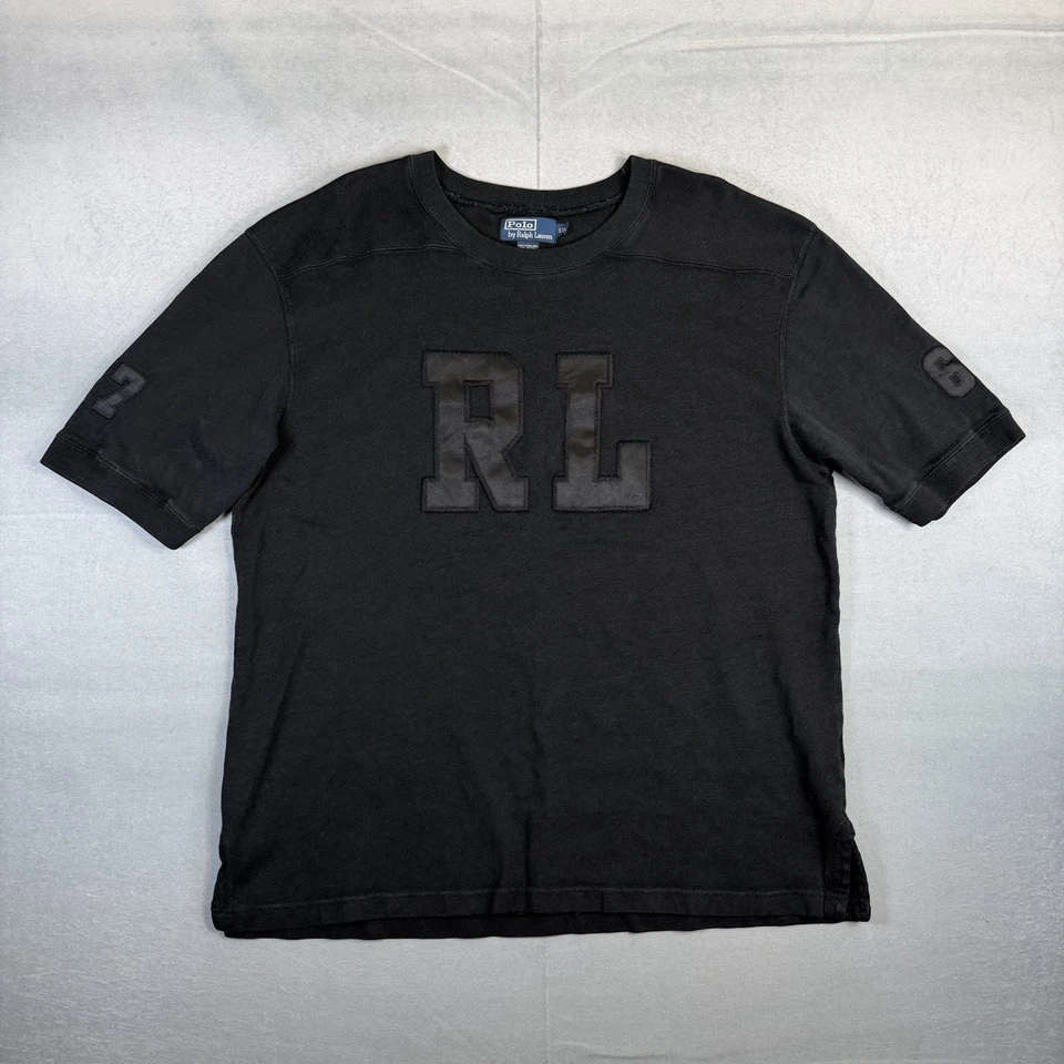 VTG Polo Ralph Lauren Jersey Shirt Mens XXL Black Football Sweatshirt Patch 90s - Image 2 of 4