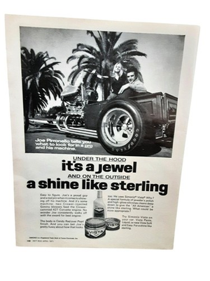 #ad 1971 Joe Pirronello Pro Street Hot Rod Simoniz Polish Ad $8.95