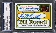 Bill Russell Signed Reggie Jackson's Mr. October's Promo Card Auto 10! PSA Slab