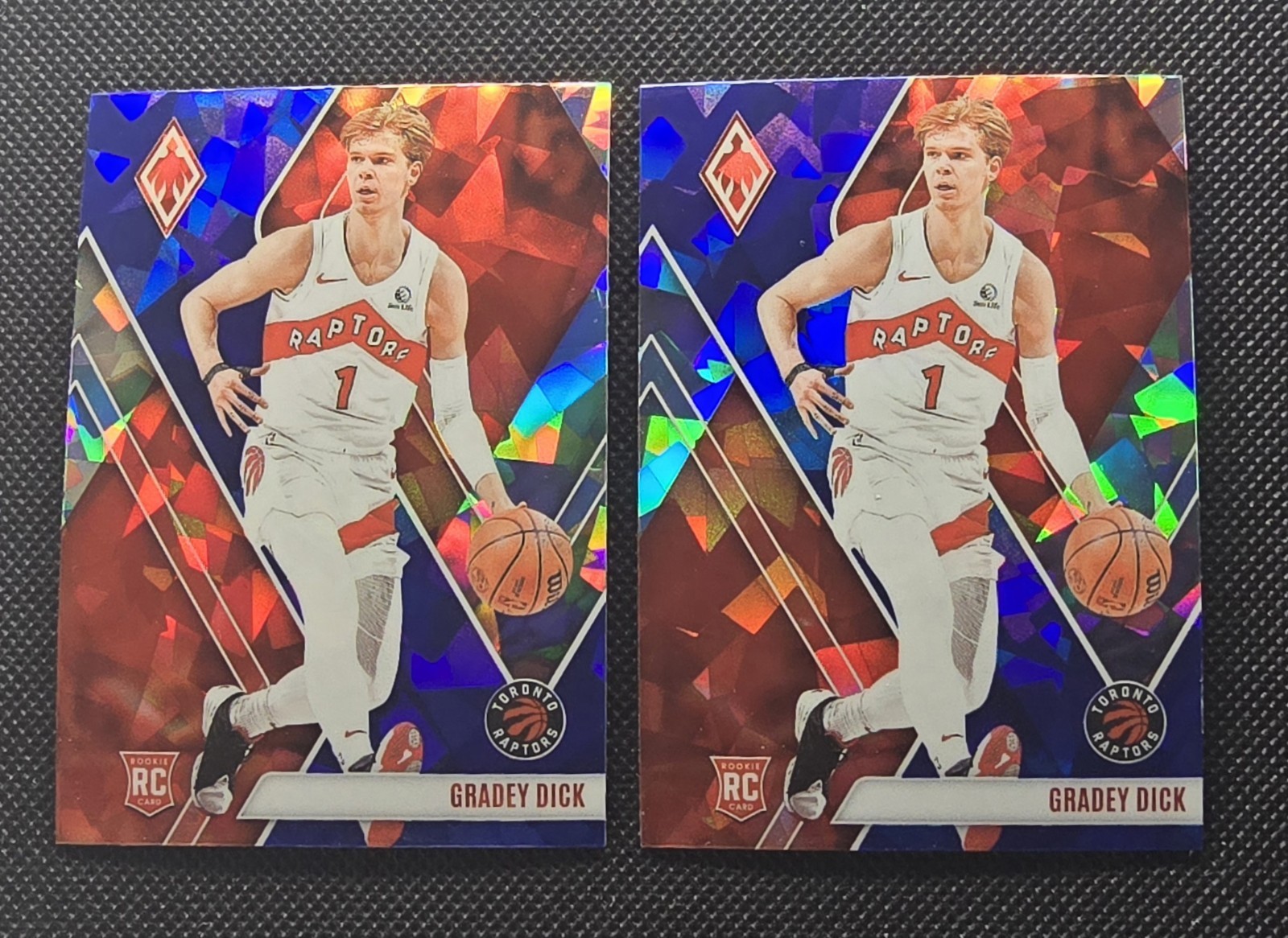 2023-24 Phoenix (2) Card LOT Gradey Dick RC BLUE CRACKED ICE / Raptors