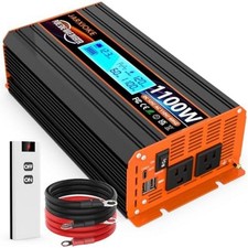 1100 Watt Pure Sine Wave Power Inverter 12V DC to 110V 120V Converter for Family