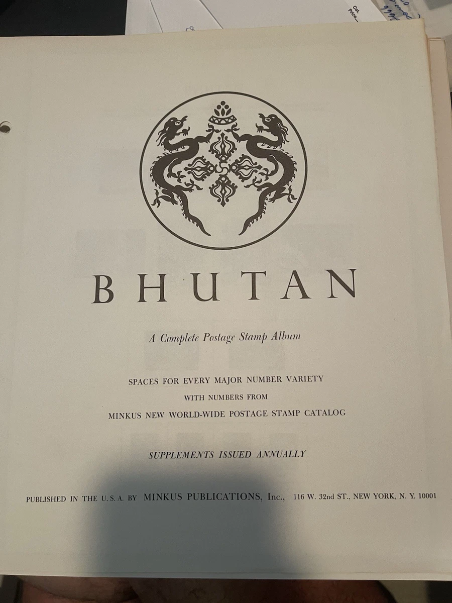 Minkus Specialty Stamp Album Bhutan Pages only, No Binder, No Slipcase to 1984