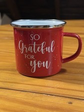 Red & White Grateful For You Porcelain Enamel...