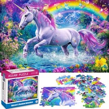 100 Piece Puzzles for Kids Ages 4-6 6-8 Unicorn Rainbow Jigsaw Puzzles Kids Puz