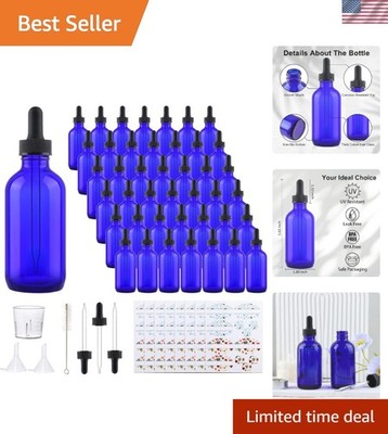 42 Pack 4oz Cobalt Blue Glass Bottles with Glass Eye Droppers for Essential O...