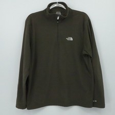 North Face Pullover Mens Medium Green TKA 100 Fleece Quarter Zip Outdoor Hiking
