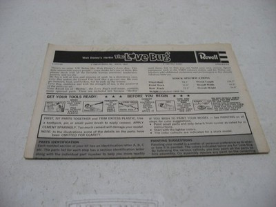 Instruction Sheet Only - Revell Herbie The Love Bug VW Model Kit #H-1263
