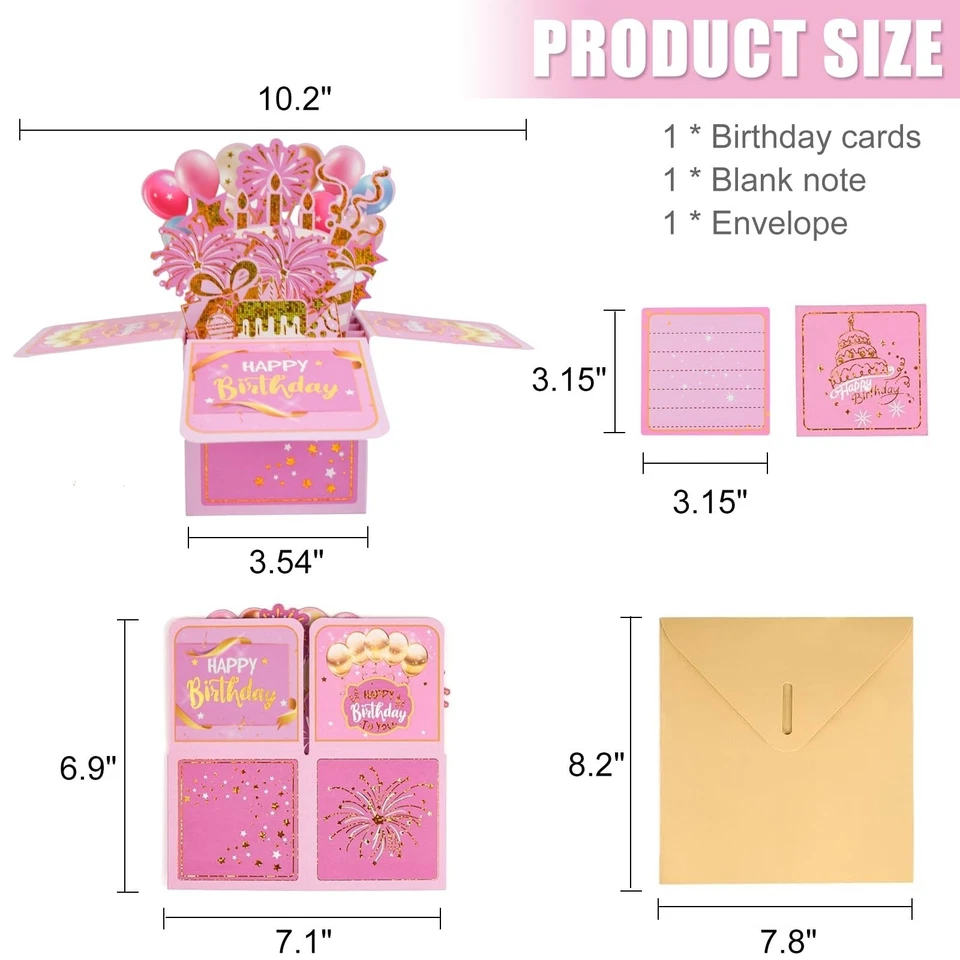 Tarjetas de feliz cumpleaños emergentes sorpresa, precioso cumpleaños 3D Foto 2 de 4