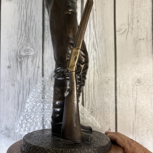 Vintage The Plainsman Bronze 20 Zoll 16 Pfund Statue Künstler Don Hill 11-1-92 #3-100. - Bild 9 von 24