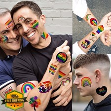 60 PCS Gay Pride Rainbow Flag Temporary Tattoos for Festival Parade