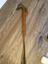 Vintage Brass And Wood Long Handled Shoehorn