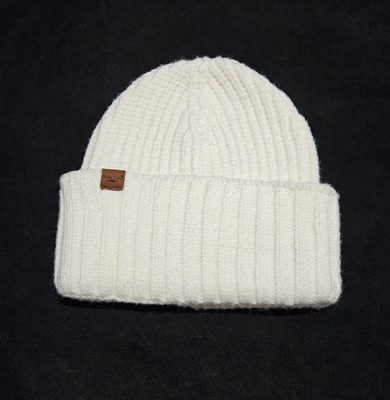 Chunky White Ribbed Winter Beanie One Size - NWOT