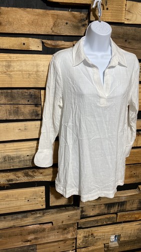 VINEYARD VINES sz S White Cap Linen Lucaya Tunic Shirt Popover - Picture 3 of 9