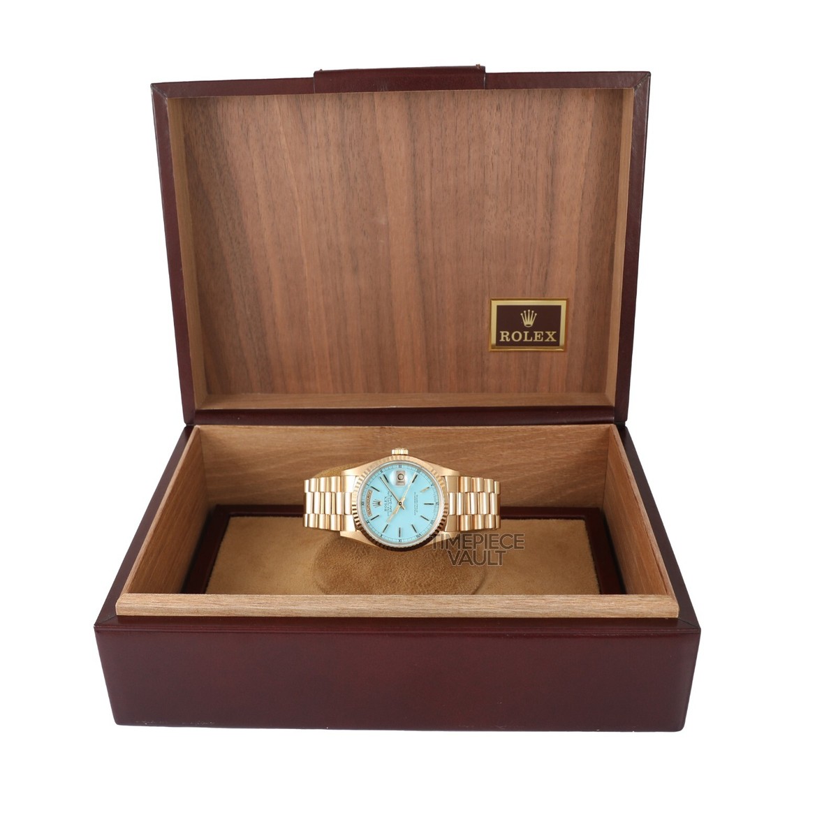 Rolex Day-Date 18238 President 18k Gold 36mm Turquoise Stick Dial