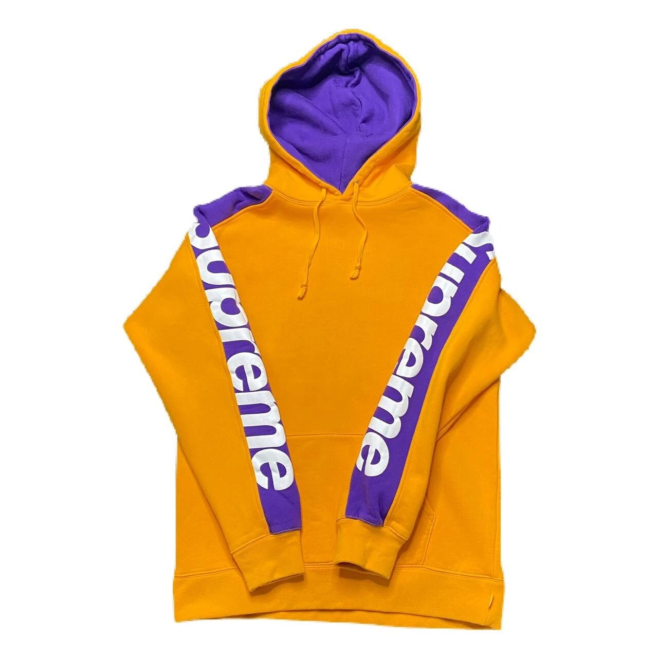 Sweat à capuche Supreme Sideline Logo jaune/violet SS18   LARGE