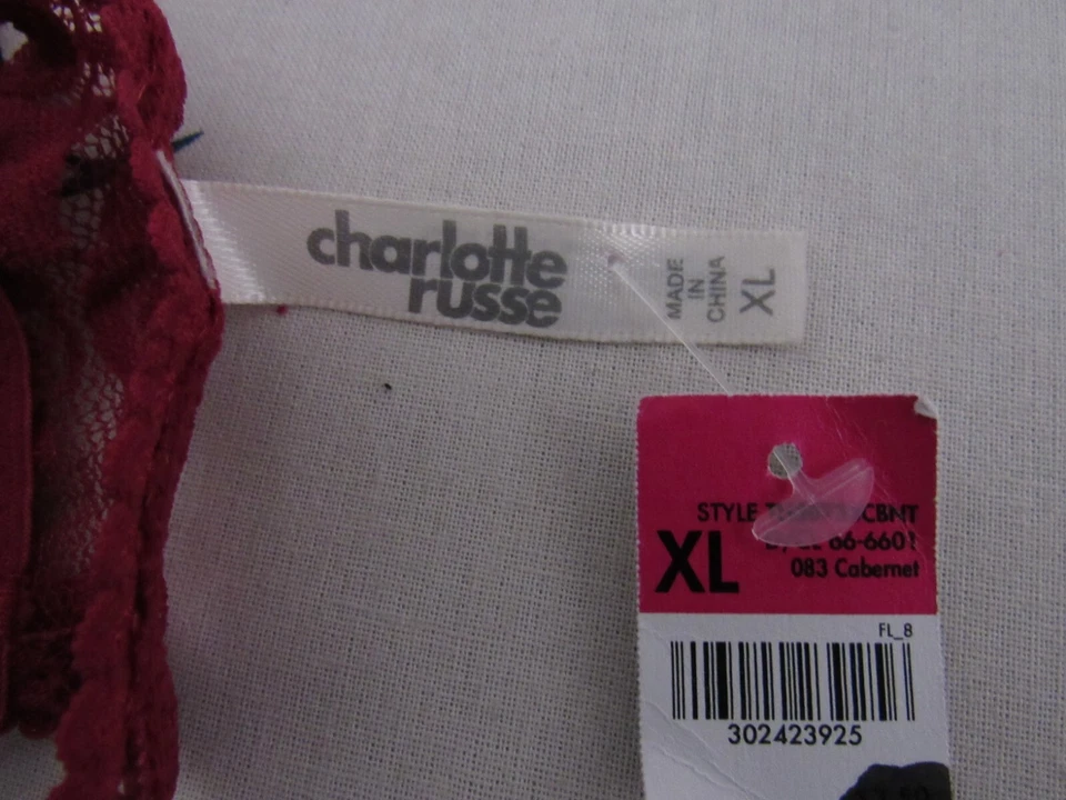 CHARLOTTE RUSSE Mujer Sexy Rojo Encaje Sólido TANGA BRAGAS Talla XL Totalmente Nuevas Foto 3 de 4