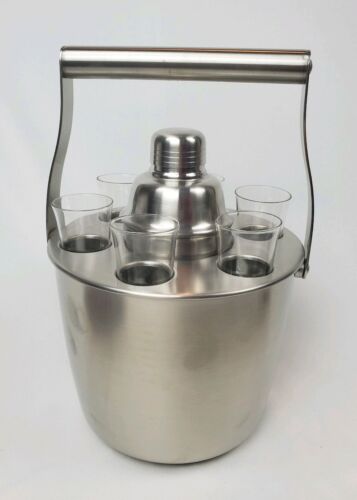 New Pottery Barn 8 Piece Satin Cocktail Set Barware Dinner Party Discontinued - Picture 1 of 9