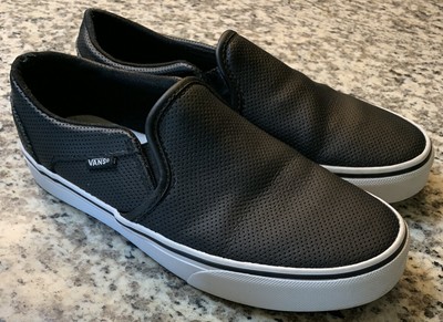 vans asher perf leather black