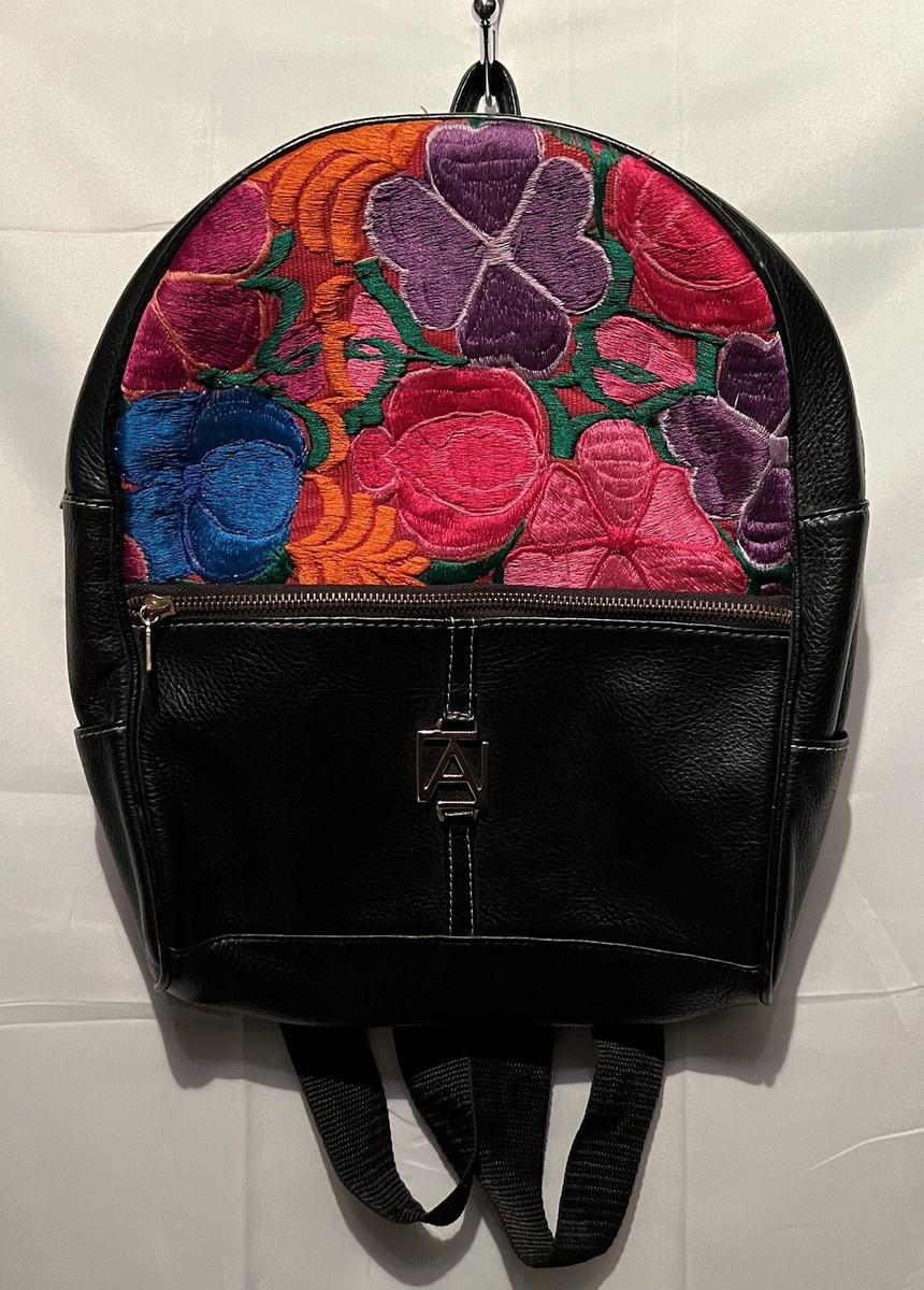 Angelozano Chiapas Backpack Leather Floral Black Cowhide  display picture 1