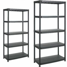 NEW! 4 / 5 Tier Black Plastic Heavy Duty Shelving Racking File Storage Unit