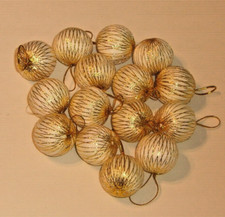 Christmas Ornaments White Foam Mini Balls with Gold Thread Wrapped 18pcs 1"