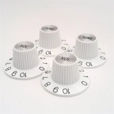True Custom Shop® White Witch Hat Control Knobs with Silver Inserts for Gibson