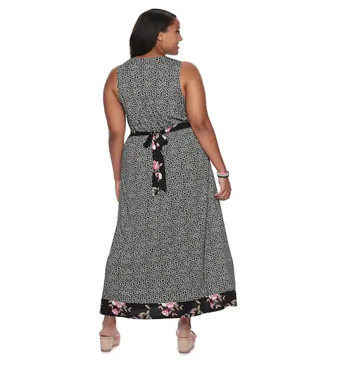 Women's Juniors Plus American Rag Framed Maxi Dress Twin Print Size:1X MSRP $79P - Image 2 of 2