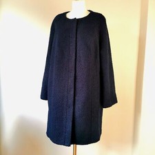 Yumi Navy Blue Round Neck Knee Length Teddy Bear Coat 12