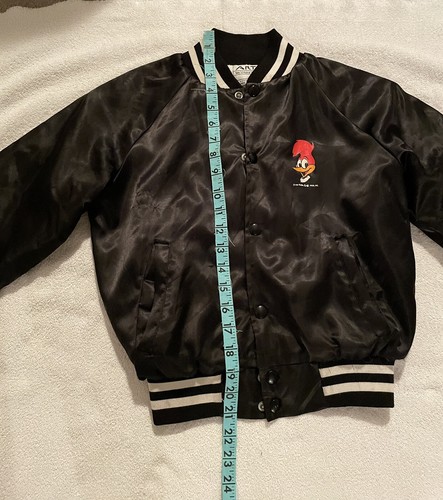 Vintage 1989 Woody Woodpecker Shiny Black Lined Jacket Cartoon Boys Size 10 USA - Picture 9 of 24