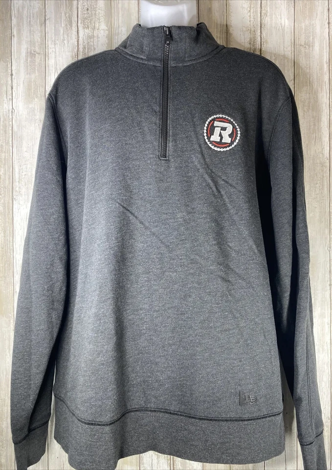 Ottawa RedBlacks Grey Long Sleeve 1/4 Zip Pullover Sweatshirt By New Era Size XL - Image 2 of 4