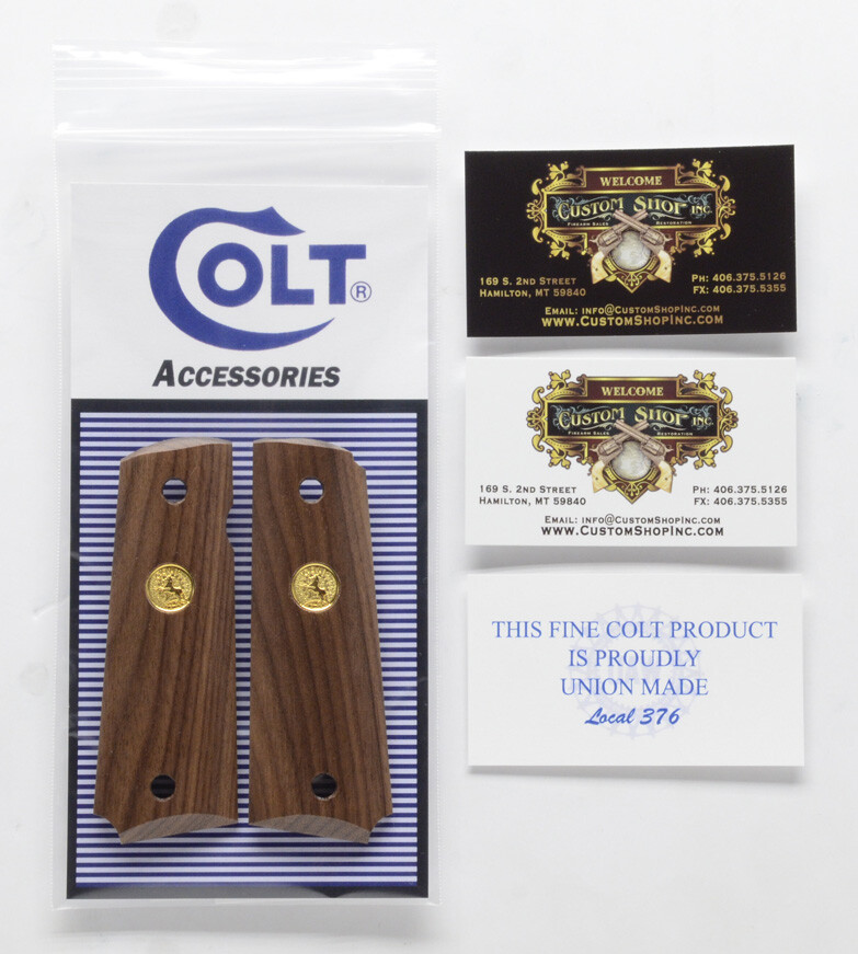 Colt Series 70 1911 Factory Original, Smooth, Walnut Grips. Gold