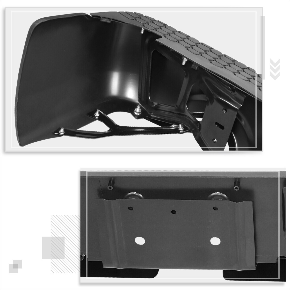 For 09-19 Ram 1500 w/ Dual Exhaust w/o Parking Sensor Holes Rear Bumper Black