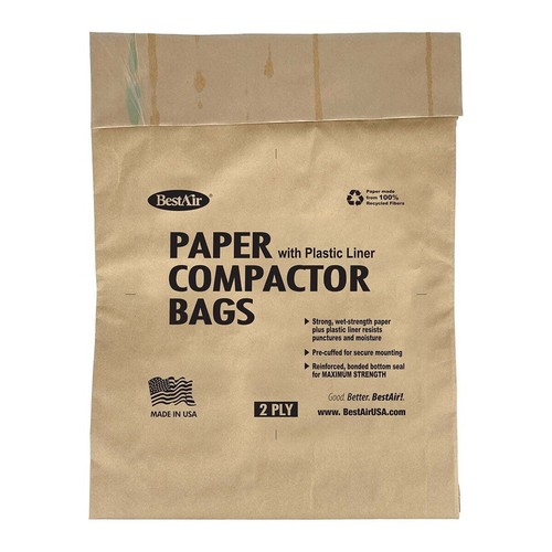 8 Pack BestAir Heavy Duty Paper Trash Compactor Bags Pre-Cuffed - Imagen 2 de 7