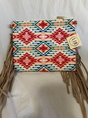 L.I.B NY Western Crossbody Shoulder Clutch Purse Wrist Bag Native Aztec Fringe