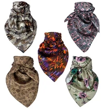 Austin Accent Cowboy Bandana 100% Silk Scarf Wild Rag 34 Inch Multiple Colors 