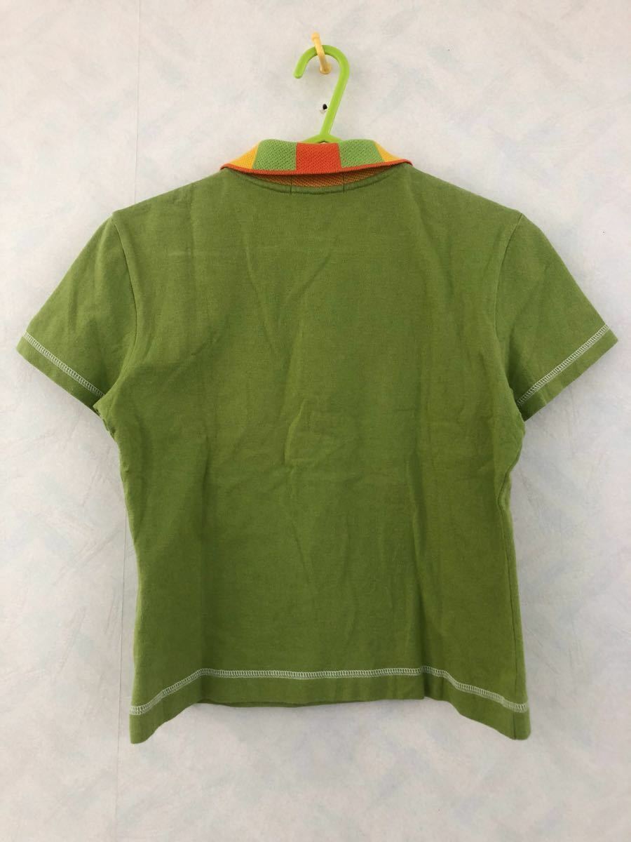 KANSAI O2 Polo Shirt Embroidery Green Women's Size F2 Kansai Yamamoto USED  Japan