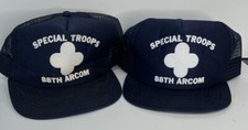 Pair of VTG Special Troops 88th ARCOM Blue Mesh Snapback Hats Caps Made in USA