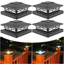 2/4/6 Pack Solar Post Deck Cap Lights Outdoor Garden Fence Landscape Lamp Vinyl