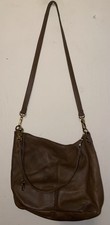 Brown Leather HOBO Brand Purse Tote Bag Tan Beige Classic