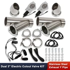 Stainless Steel 3" Electric Exhaust Y Pipe Kits w/ Remote Control Switch