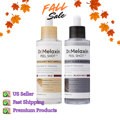 #ad DUO Dr.Melaxin PEEL SHOT GLOW EXFOLIANT RICE AMPOULE 80ml WHITE BLACK RICE $16.97