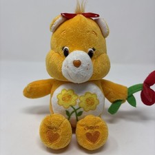 Care Bears 2017 Friend Bear Plush Yellow Orange 8" Rare Red Bow  Flower Toy
