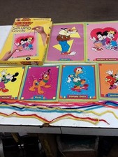 VTG Disney Mickey  Friends 6 Sewing Cards 1986 Made USA Complete CUTE 