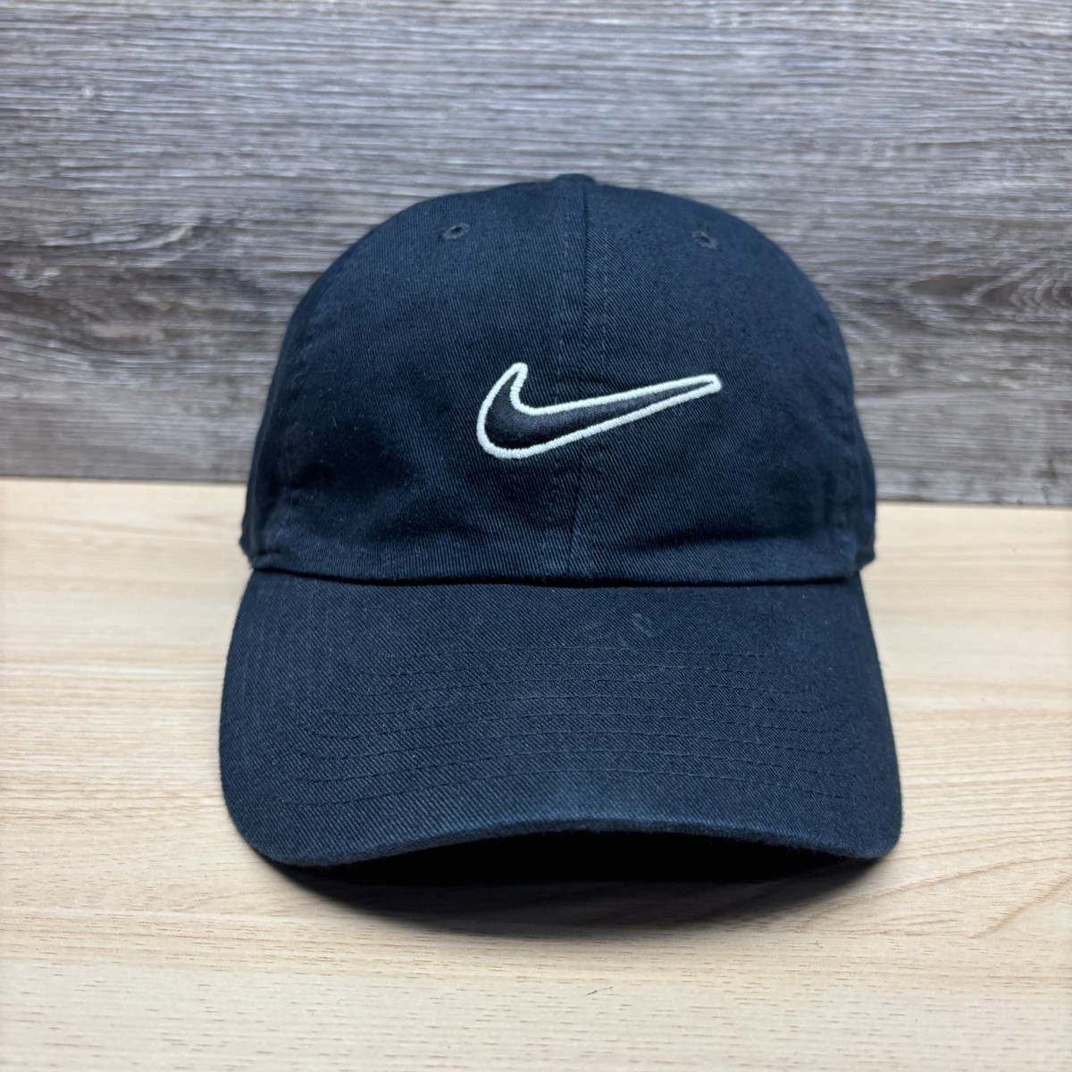 Nike Hat Cap Strap Back Black White Heritage 86 Swoosh Logo Mens